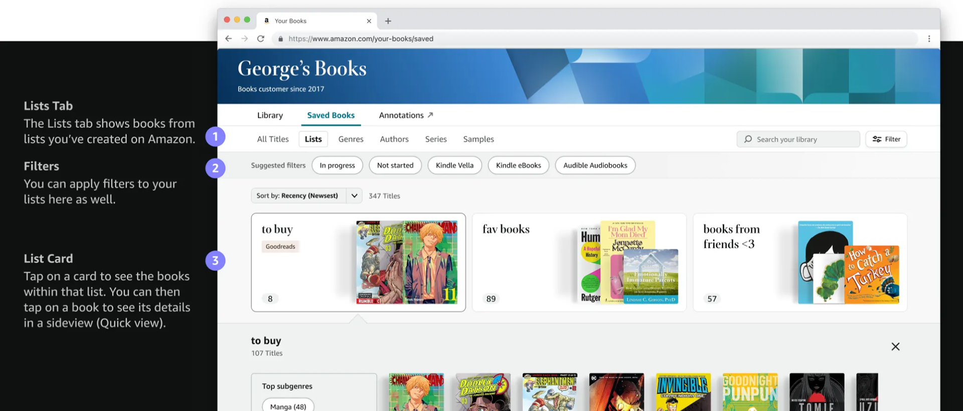 Amazon Your Books mobile